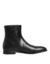 Dolce & Gabbana Black Leather Mid Calf Men Boots Shoes
